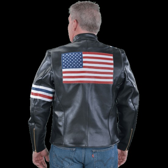 Mens Lanson America Classic Leather Jacket