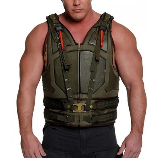 Mens Military Green Bane Leather Vest