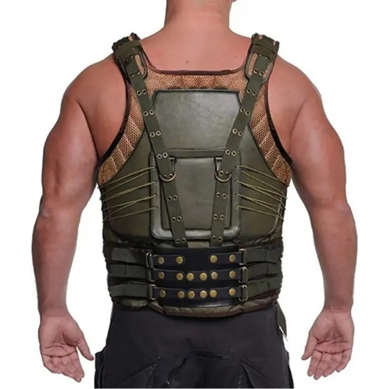 Mens Military Green Bane Leather Vest