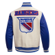 Mens NHL New York Rangers Off white Varsity Jacket