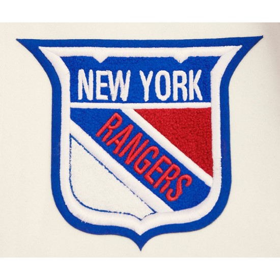 Mens NHL New York Rangers Off white Varsity Jacket