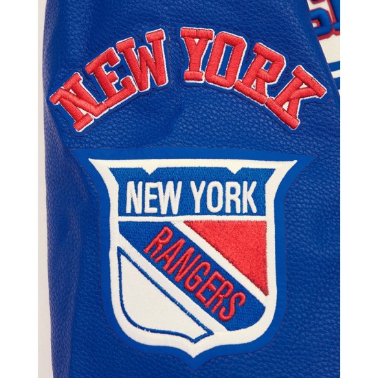 Mens NHL New York Rangers Off white Varsity Jacket