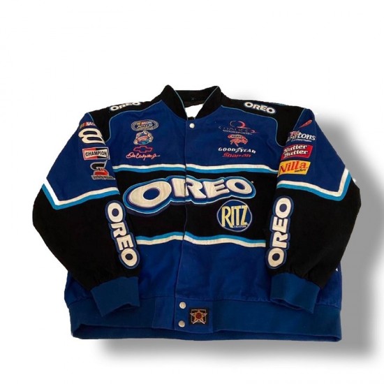 Mens Oreo Blue Vintage Racing Jacket