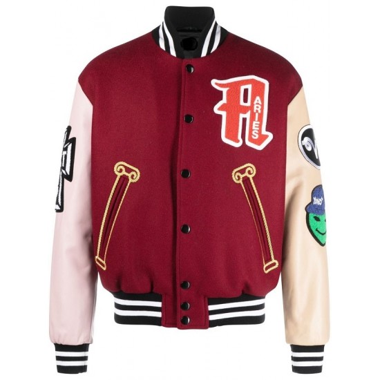 Mens Raaw Aries Biker Varsity Jacket