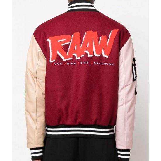 Mens Raaw Aries Biker Varsity Jacket