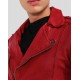 Mens Red Biker Style Cafe Racer Lambskin Leather Jacket