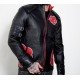 Mens Red Clouds Cloak Black Leather Jacket