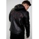 Mens Red Hood Black Leather Costume Jacket