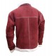 Mens Red Suede Leather Faux Fur Shearling Winter Christmas Jacket