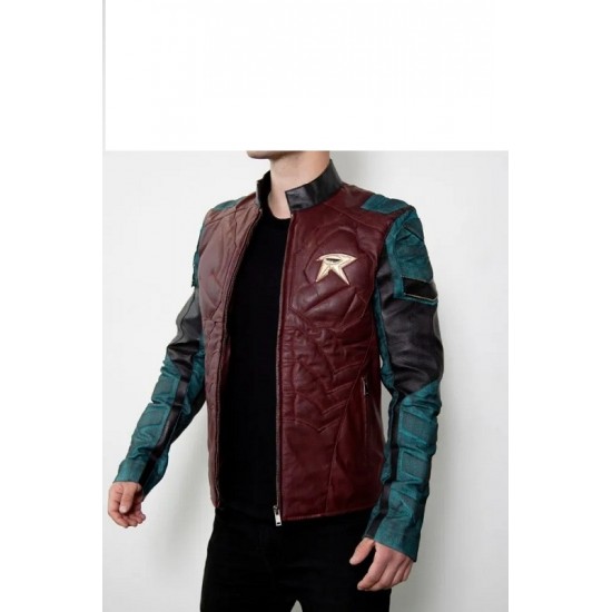 Mens Robin The Titans Leather Halloween Costume Jacket