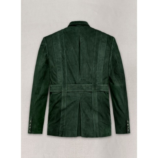 Mens Safari Hickory Green Suede Leather Jacket