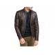 Mens Slim Fit Cafe Racer Brown Leather Jacket