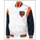 Mens Starter White Throwback Warm Up Pitch Satin Full Snap Varsity Jacket