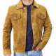 Mens Suede Leather Trucker Jacket - Classic Motorcycle Western Goat Leather Coat