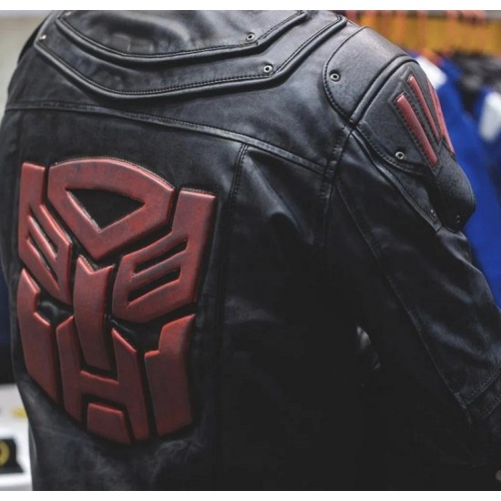 Mens Transformers Autobot Shield Black Armor Leather Jacket