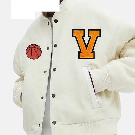 Mens V Logo Letterman Varsity Jacket