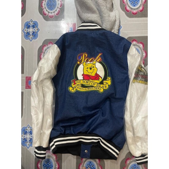 Mens Vintage Winnie The Pooh Varsity Denim Jacket