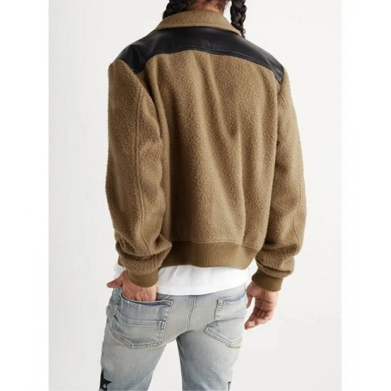 Mens Wool-Blend Bomber Jacket