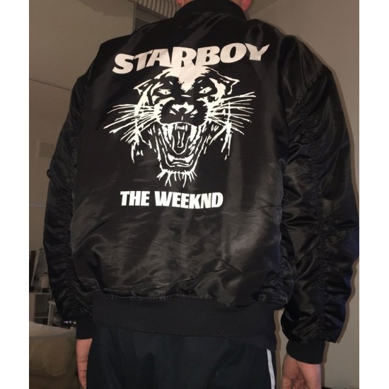 Mens XO Star Boy The Weeknd Black Satin Jacket