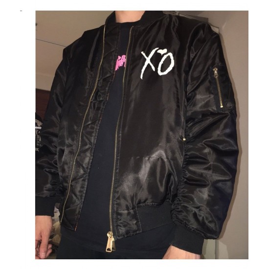 Mens XO Star Boy The Weeknd Black Satin Jacket