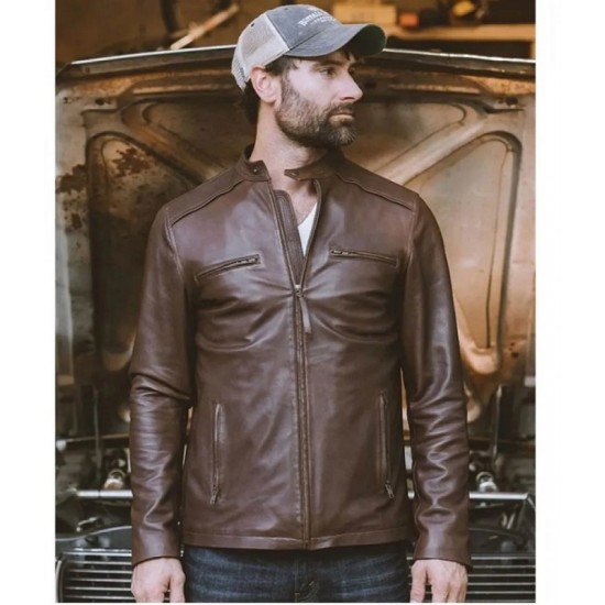 Men’s Biker Thompson Brown Leather Jacket