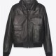 Men’s Black Sheepskin Leather Aviator Jacket with Removable Fur Collar