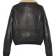 Men’s Black Sheepskin Leather Aviator Jacket with Removable Fur Collar