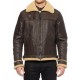 Men’s Brown RAF Aviator Vintage Real Shearling Sheepskin Flying Leather Jacket