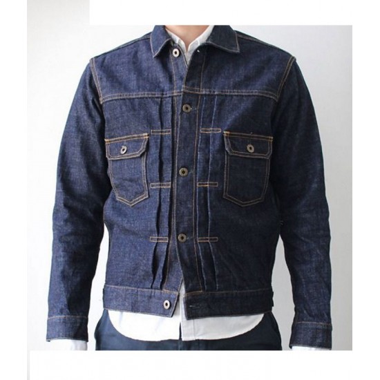 Men’s Buttoned Japanese Blue Jean Jacket