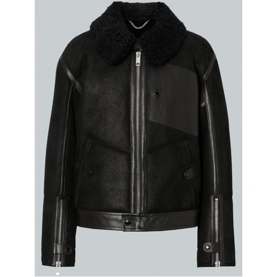 Men’s Jet Black Shearling Leather Jacket