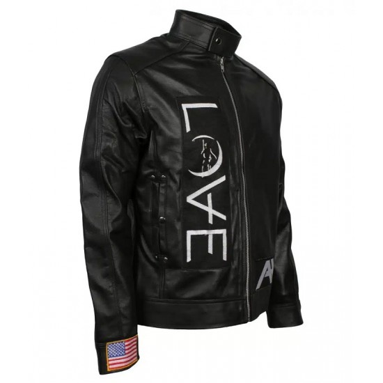 Men’s Love Black Leather Jacket