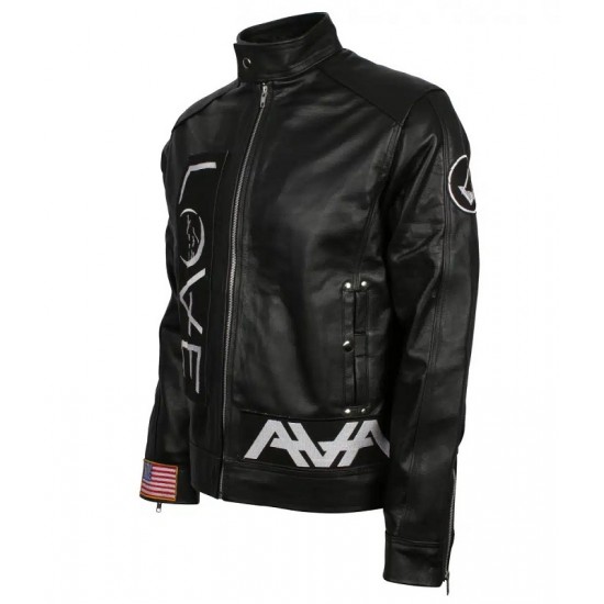 Men’s Love Black Leather Jacket