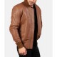 Men’s MA-1 Flight Brown Leather Bomber Jacket