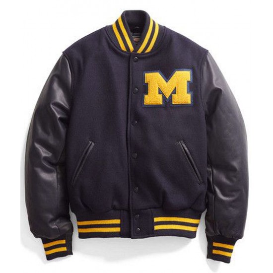 Men’s Michigan Letterman Black Jacket