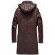 Men’s Moda Nellav Dark Brown Shearling Leather Hooded Coat