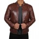 Men’s Motorcycle Leather Brown Padded Shoulder Jacket