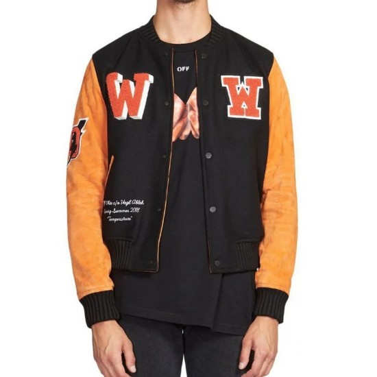 Men’s Off-White Eagle Temp Wool Varsity Jacket