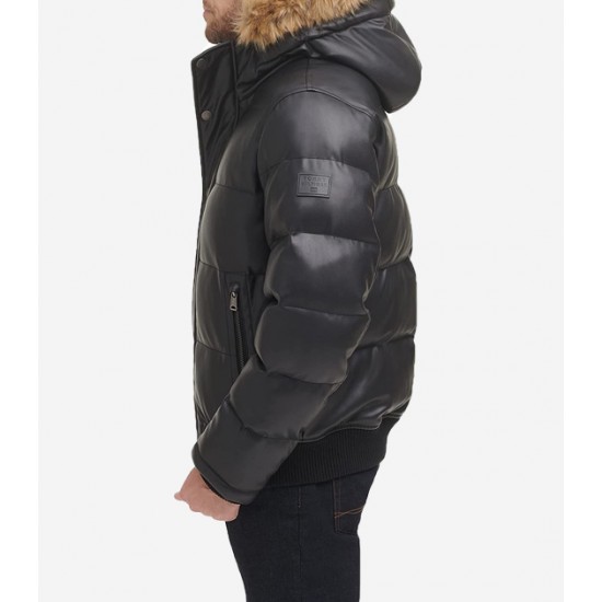 Men’s Quilted Arctic Cloth Bomber Jacket with Removable Hood