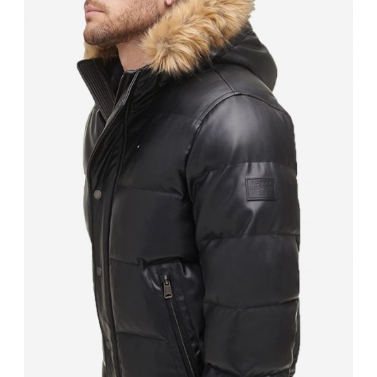 Men’s Quilted Arctic Cloth Bomber Jacket with Removable Hood