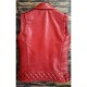 Men’s Red Cowhide Leather Sleeves Less Biker Style Vest