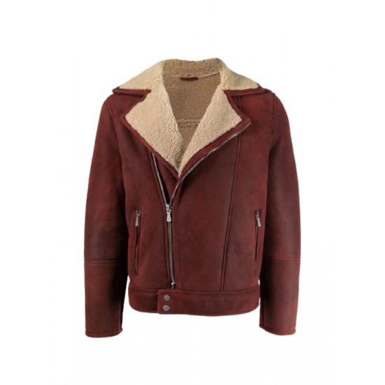 Men’s Shearling Burgundy Leather Jacket