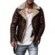 Men’s Street Style Brown Shearling Leather Jacket