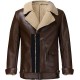 Men’s Street Style Brown Shearling Leather Jacket