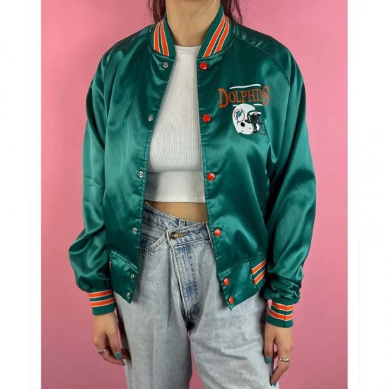 Miami Dolphins 90s Bomber Satin Jacket