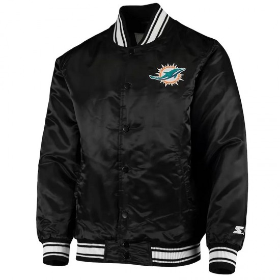 Miami Dolphins Locker Room Black Satin Jacket