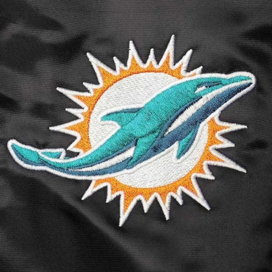 Miami Dolphins Locker Room Black Satin Jacket