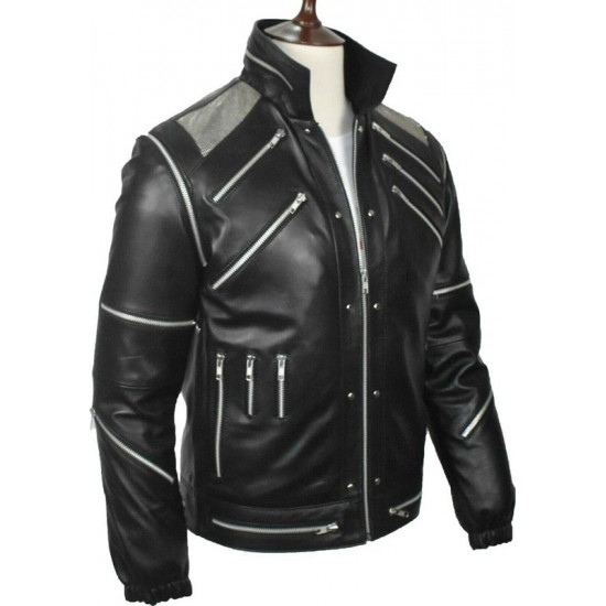 Michael Jackson MJ Beat it Black Real Leather Jacket