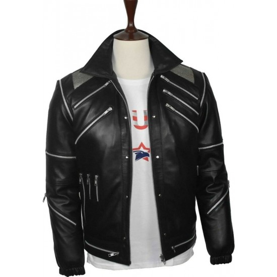 Michael Jackson MJ Beat it Black Real Leather Jacket