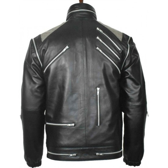 Michael Jackson MJ Beat it Black Real Leather Jacket