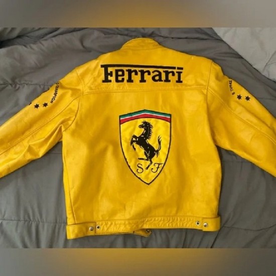 Michael Schumacher Yellow leather Ferrari jacket